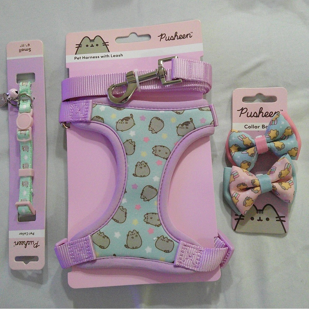 Pusheen The Cat Mix N Match Pet Harness and Leash Set, Collar and Collar Bows